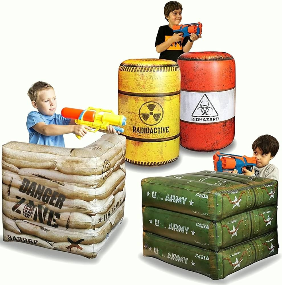 Package 4 Combat Battlefield Inflatables, Compatible with Nerf, Laser tag, Water Gun for Boys Bir... | Amazon (US)
