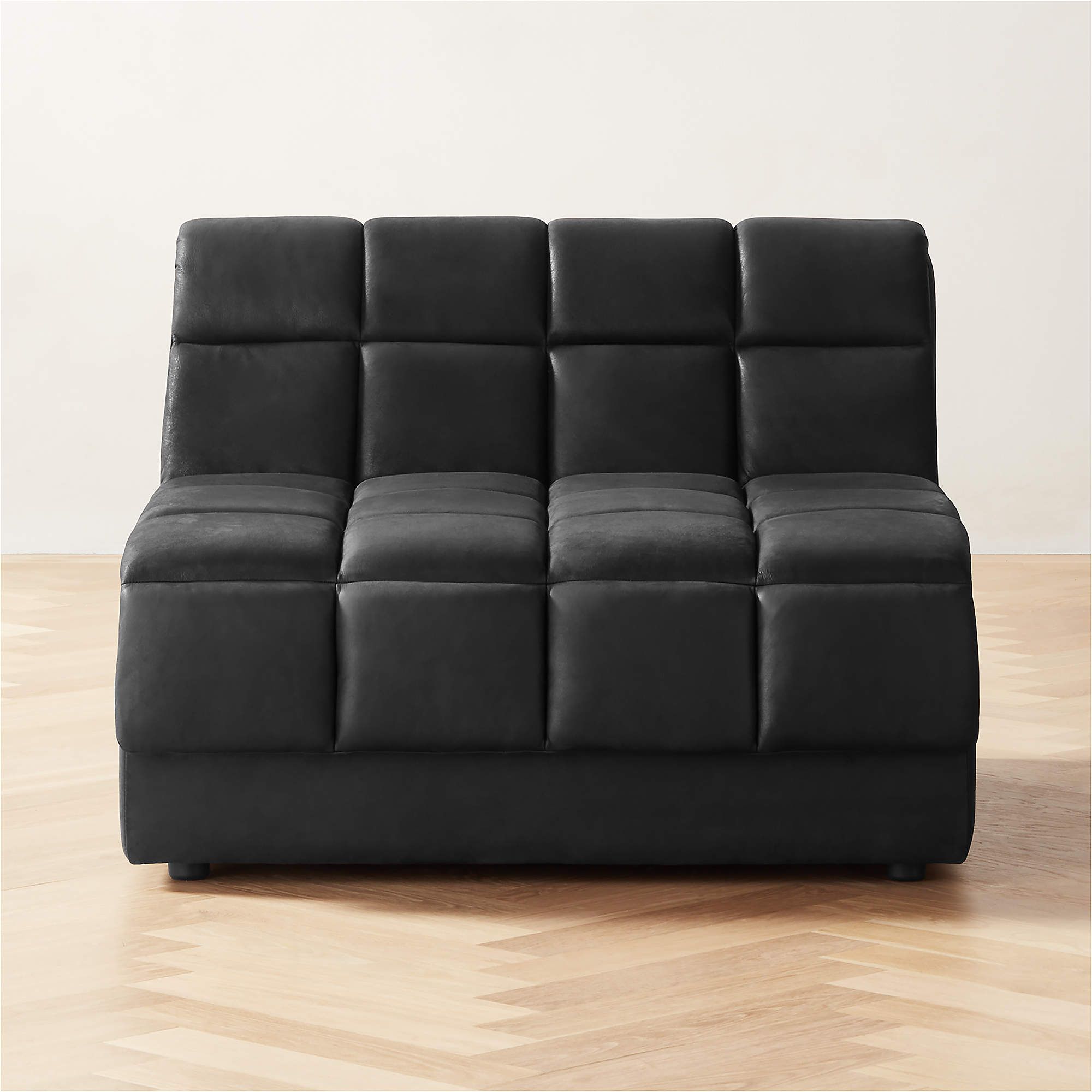 Pezzo Modern Black Leather Armless Chair + Reviews | CB2 | CB2