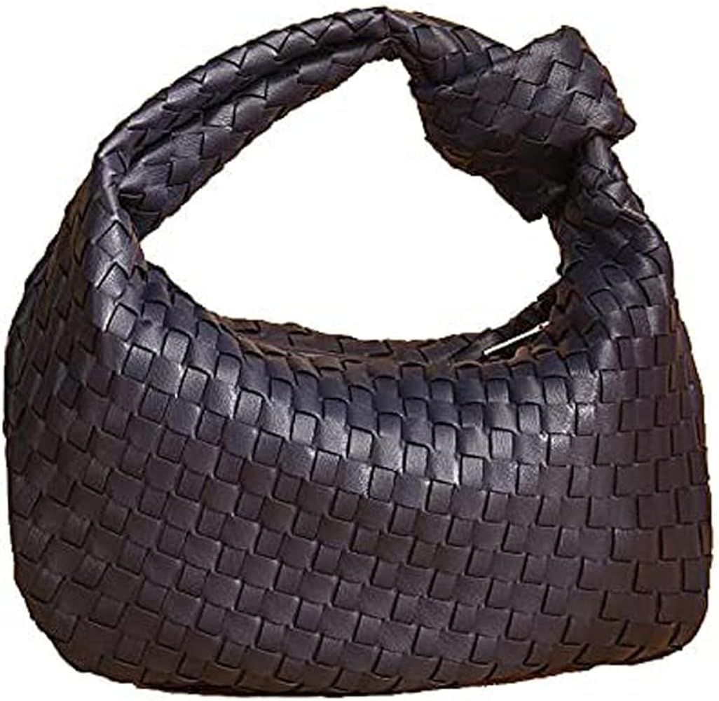 Women Woven HandBag PU Leather Fashion Shoulder Bag Purse Handmade Hobo Hand Clutch Bag | Amazon (US)