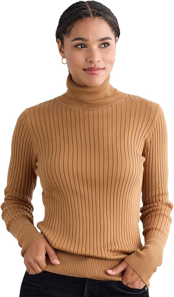 Fair Indigo Fair Trade Organic Ribbed Turtleneck Sweater | Amazon (US)
