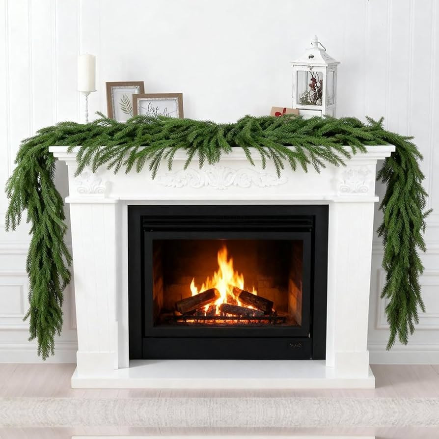9FT Christmas Garland, Real Touch Norfolk Pine Garland, Green Artificial Greenery Garland for Tab... | Amazon (US)