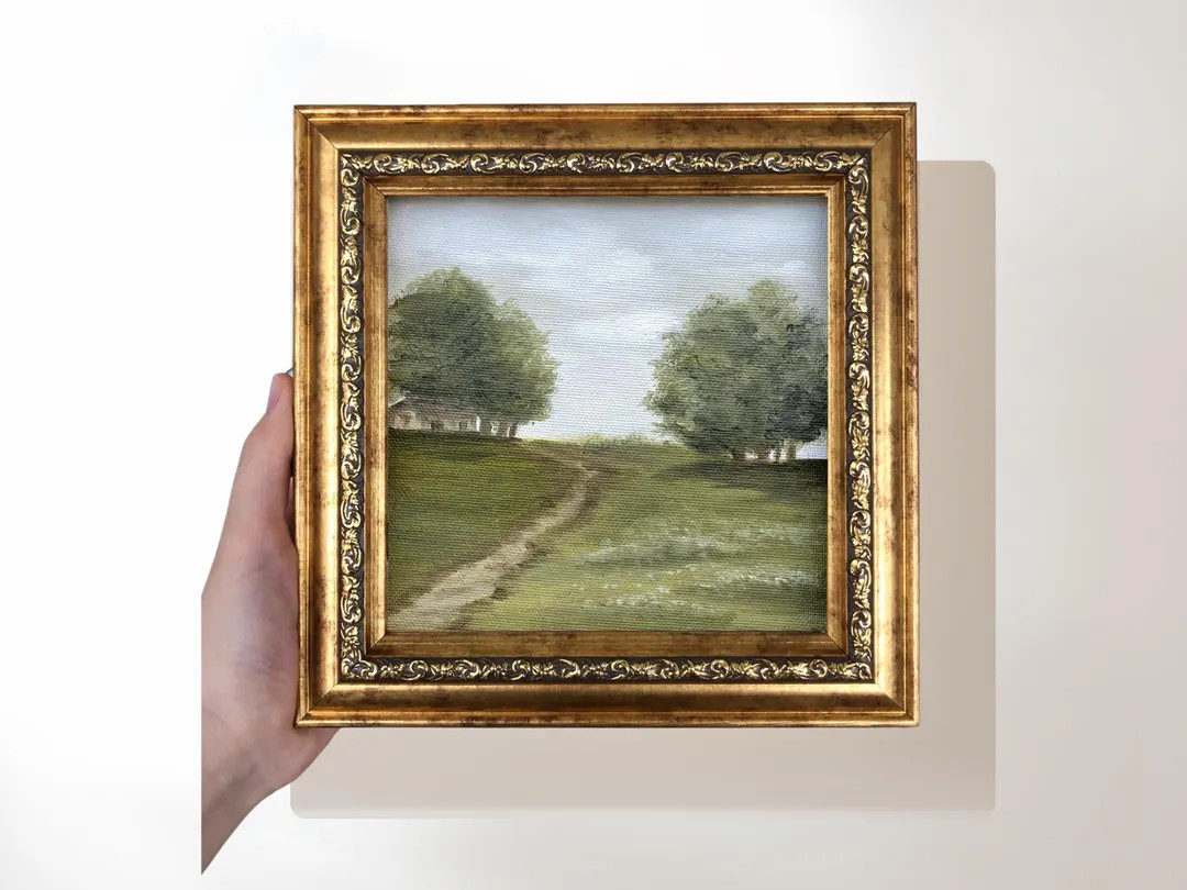 Moody Oak Tree Oil Painting Wall Art , 8x8 Inch Original Signed by Artist, Moody Landscape in Orn... | Etsy (US)