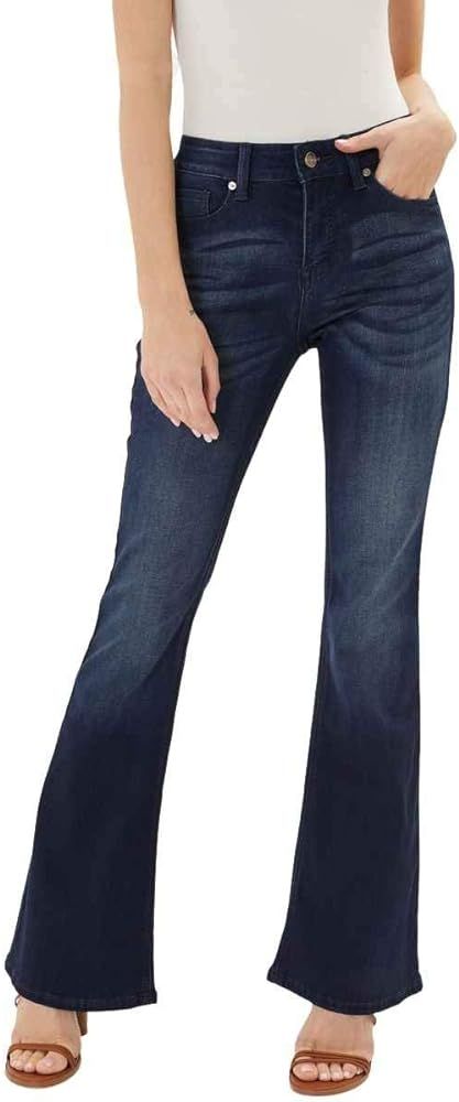 Kan Can Women's Mid Rise Flare Hem Jeans | Amazon (US)