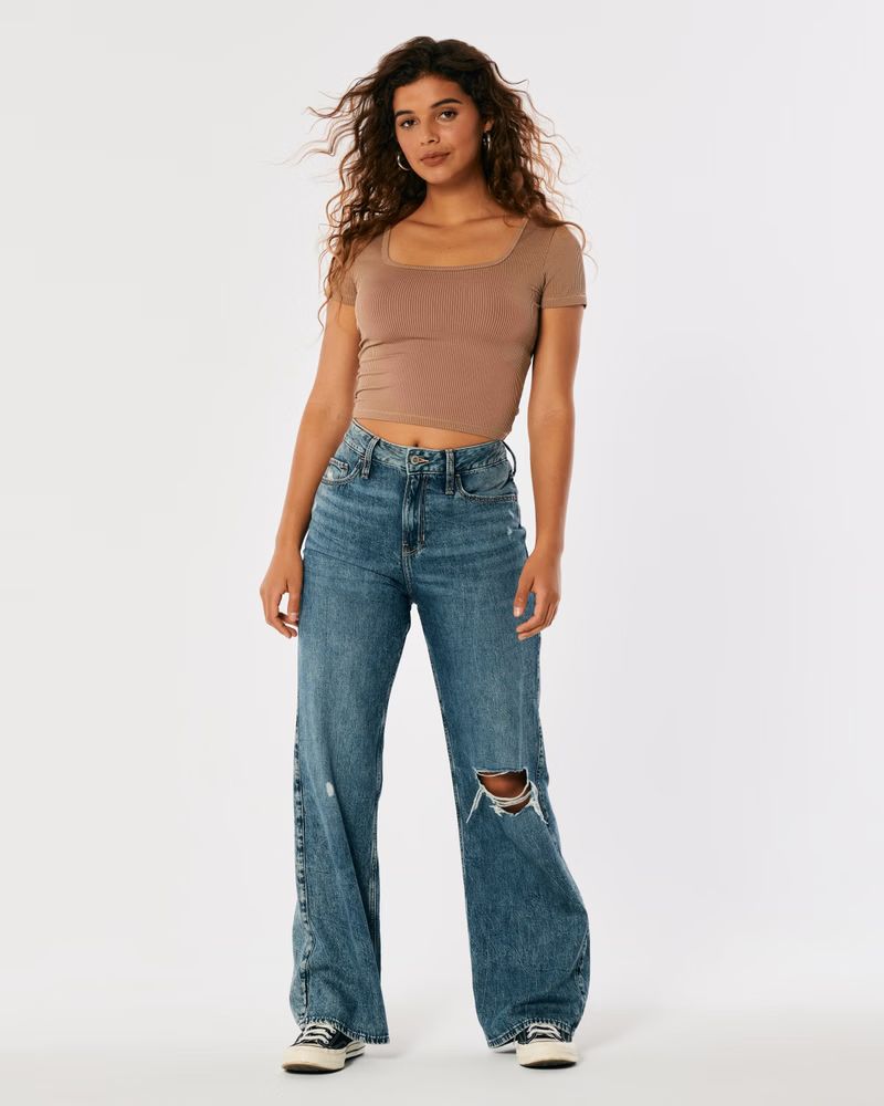 Women's High-Rise Baggy Wide-Leg Jeans | Women's Bottoms | HollisterCo.com | Hollister (US)