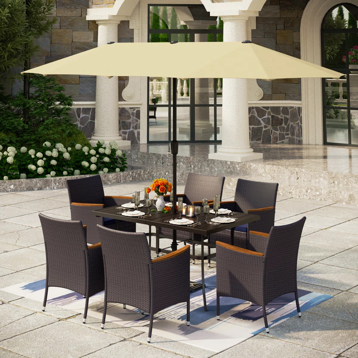 Alyah 6 - Person Patio Dining Set with Rectangular Table , Cushions Included | Wayfair North America