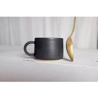 Black Stoneware Coffee Mug/Minimalist Unique Modern Pottery Handle Handmade | Etsy (US)