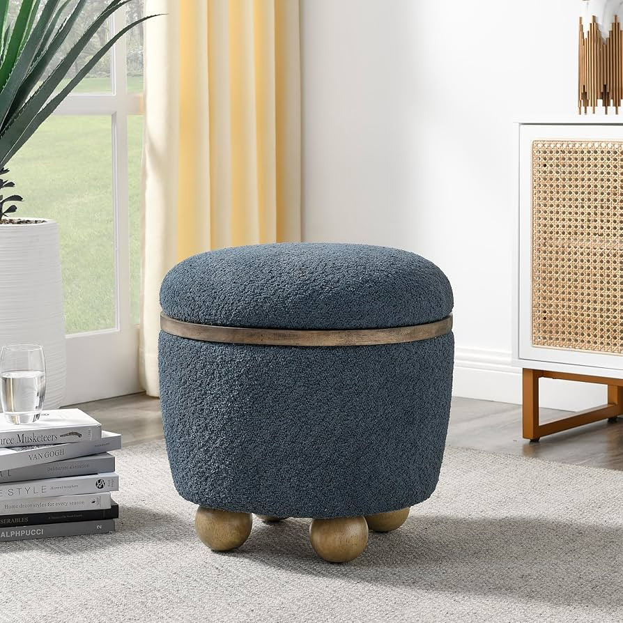 Oval Bedroom Storage Bench with Oval Solid Wood Legs and Soft Decorative Fabric, Suitable for Ent... | Amazon (US)