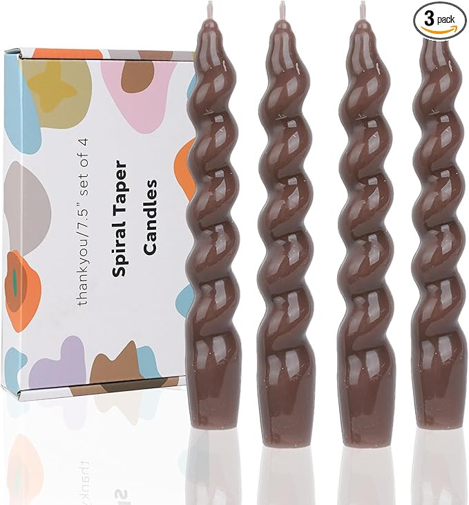 Brown Spiral Taper Dinner Candles Conical Stick Candles Wax Unscented Dinner Candle Dripless for ... | Amazon (US)