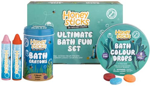 Honeysticks Ultimate Bath Fun Set - Non Toxic Bath Crayons (7 Pack) and Bath Color Tablets (36 Drops) for Hours of Creative Bathtub Fun - Natural and Food Grade Ingredients - Great Gift Set for Kids | Amazon (US)