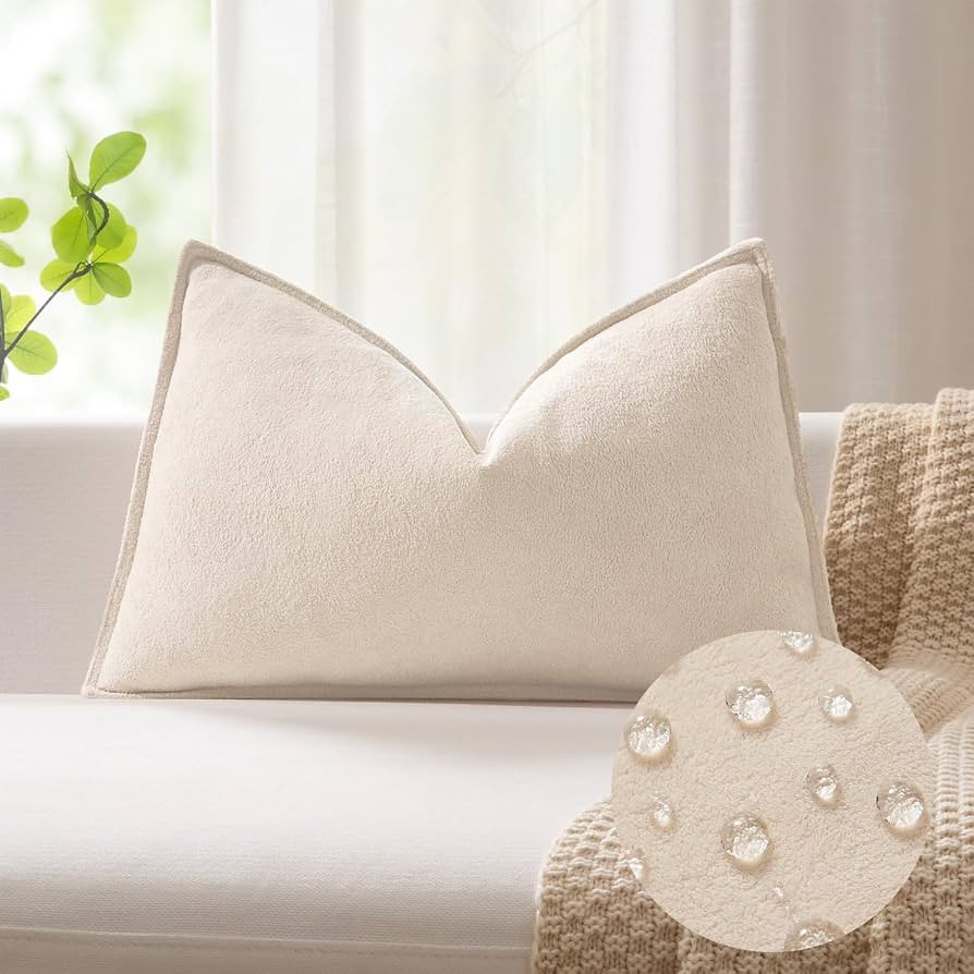 Kevin Textile Soft Waterproof Lumbar Pillow Cover 12"x24" 1 Pack, Beige | Amazon (US)