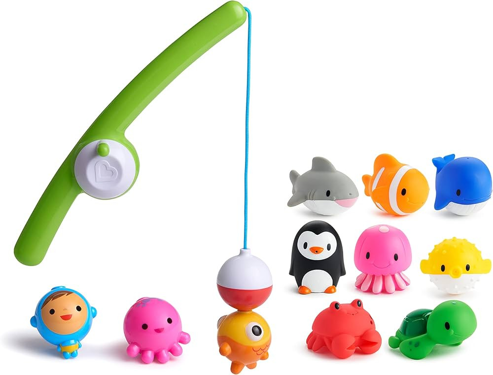 Munchkin® Ocean Fun 12pc Baby and Toddler Bath Toy Set, includes Magnetic Fishing Rod, 3 Magneti... | Amazon (US)