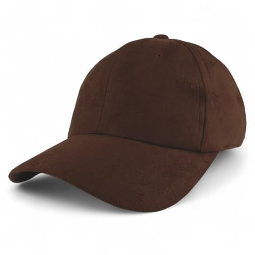 Trendy Apparel Shop Plain Faux Suede Leather Adjustable Structured Baseball Cap - Brown | Amazon (US)
