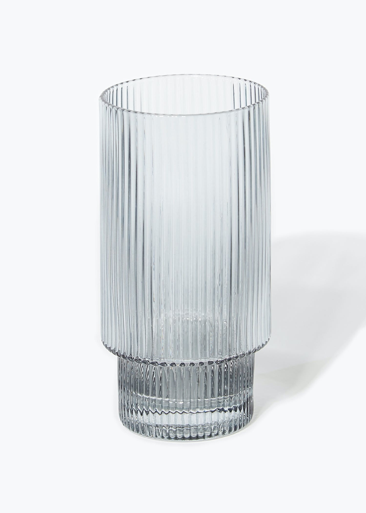 Glass Ribbed Tumbler (14cm x 7cm) – Grey | Matalan (UK)