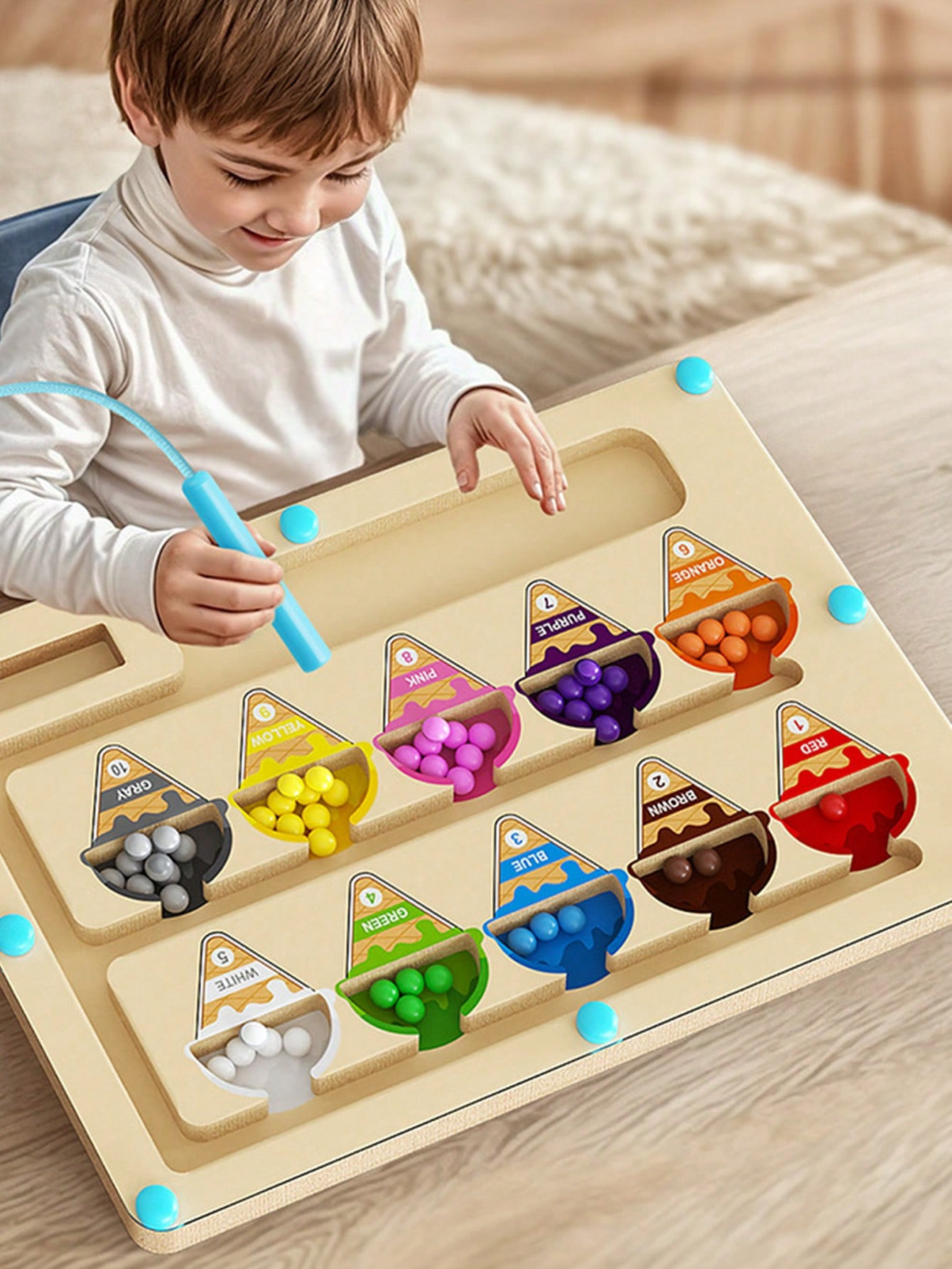 Christmas Decoration Magnetic Color And Number Maze, Wooden Dinosaurs Ice Cream Magnetic Maze Puz... | SHEIN