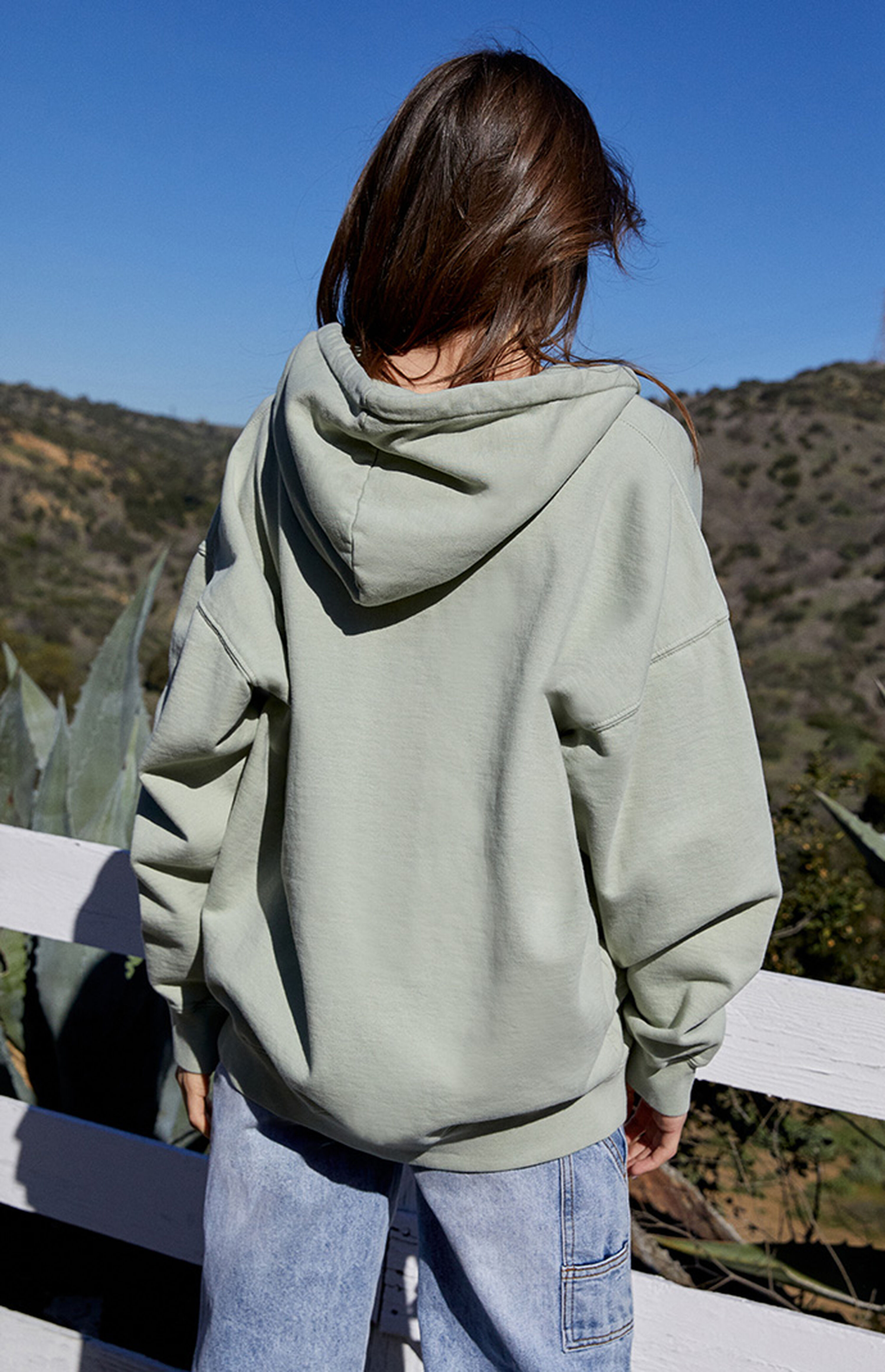 John Galt Pale Green Full Zip Oversized Hoodie | PacSun