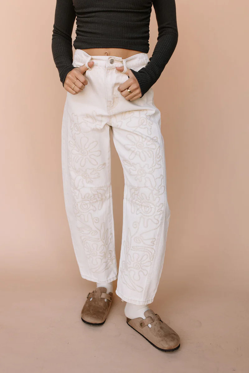 Blake Embroidered Barrel Jeans | Henly