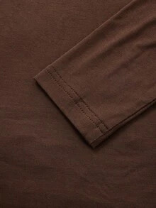 Plus Size Basic Minimalist Vintage Casual Elegant Turtleneck Reversible Knit Long Sleeve Undershi... | SHEIN