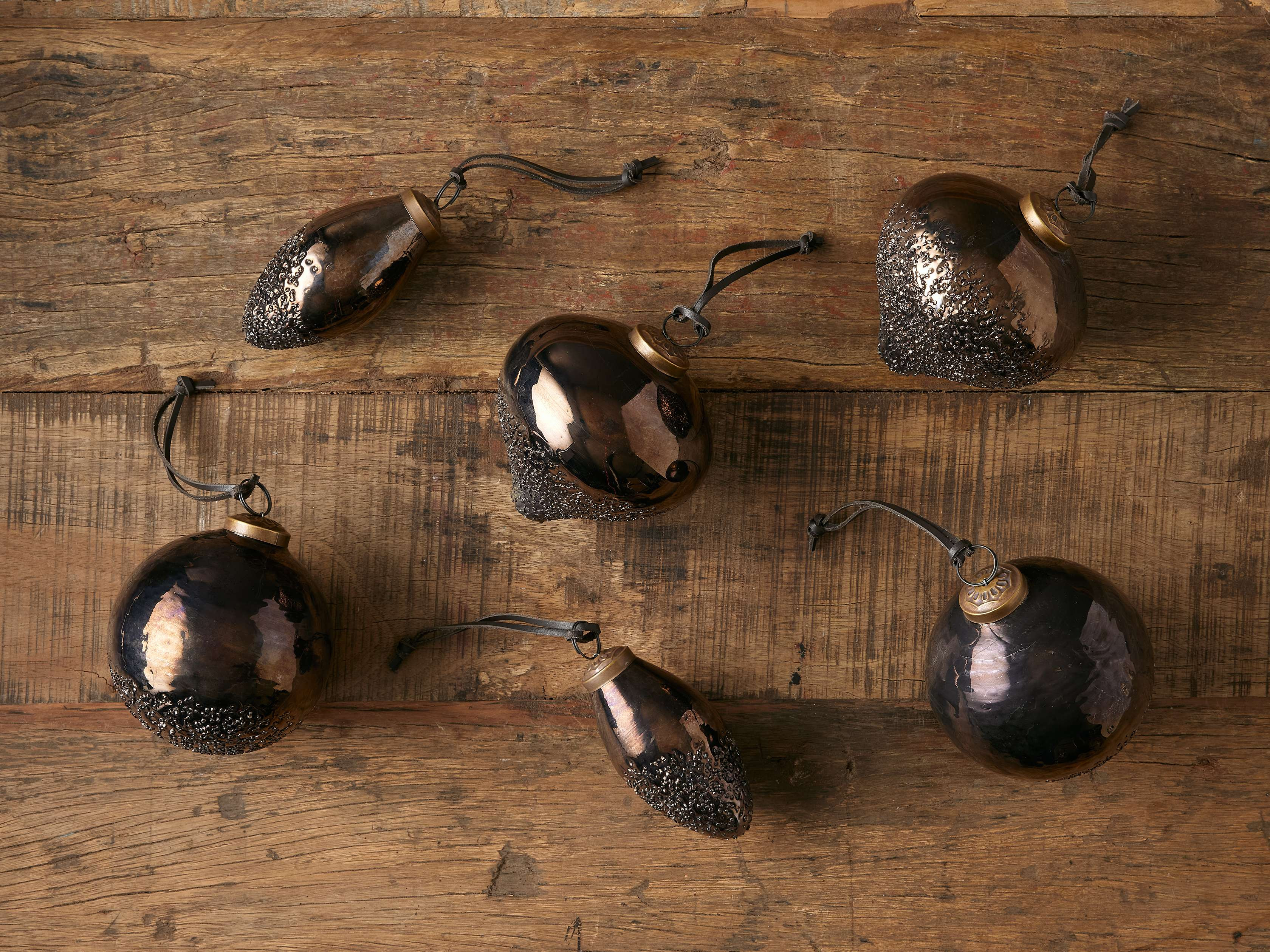 Raindrop Brown Ornaments (Set of 6) | Arhaus