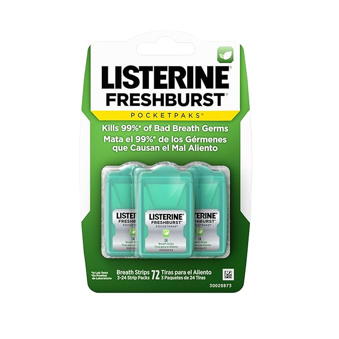 Listerine Freshburst Pocketpaks Portable Breath Strips, Dissolving Breath Freshener Strips Kill 9... | Amazon (US)