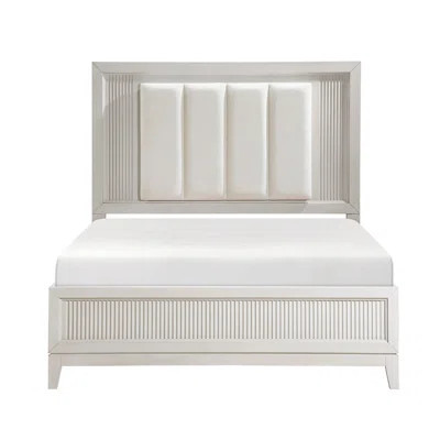Queen Bed, Antique White & Led Headboard, Modern Bedroom Furnishing Headboard And Cushioned Upholstery, | Wayfair North America