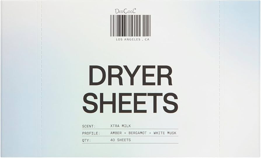 DedCool Dryer Sheets in Xtra Milk | 40 Count | Non-Toxic, Vegan Fabric Softener Sheets | Bergamot... | Amazon (US)