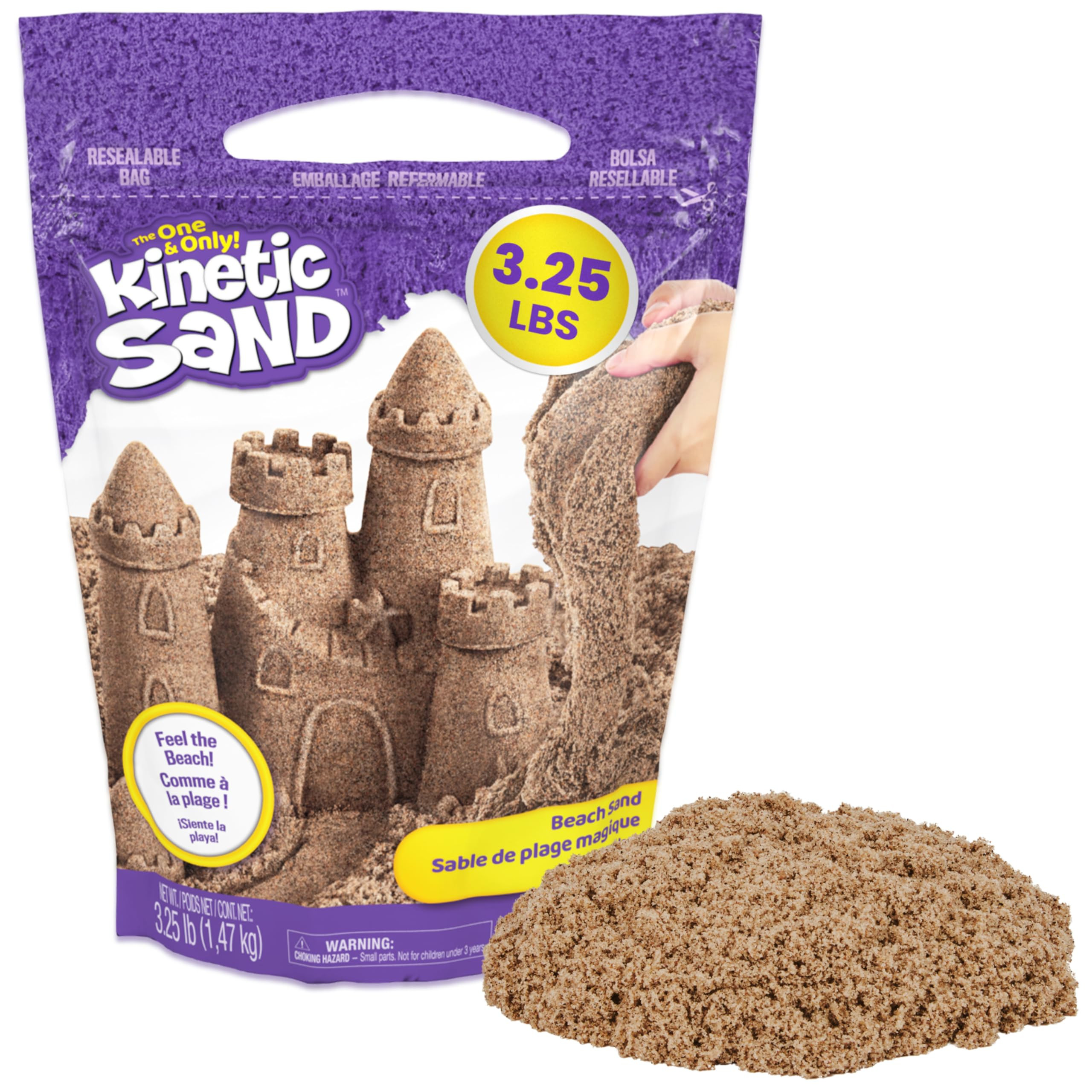 Kinetic Sand, 3.25lbs Beach Play Sand, Amazon Exclusive, Moldable Sensory Toys for Kids, Resealab... | Amazon (US)