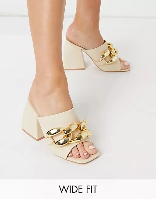 Z_Code_Z Wide Fit Exclusive Bonny mules with chunky chain in bone - CREAM | ASOS (Global)