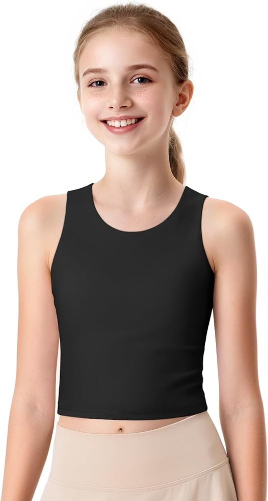 JOCMIC Girls Tank Tops Athletic Tanks with Built-in Bra Double-Lined Racerback Workout Crop Tops ... | Amazon (US)