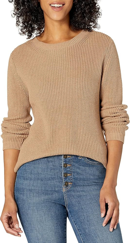 Goodthreads Women's Cotton Shaker Stitch Crewneck Sweater | Amazon (US)