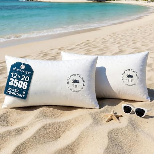 Phantoscope 12x20 Outdoor Pillow Inserts - Pack of 2 Outdoor Lumbar Pillows Waterproof Down Alternative Throw Pillows, Couch Sham Cushion Stuffer for Patio and Porch Furniture | Amazon (US)