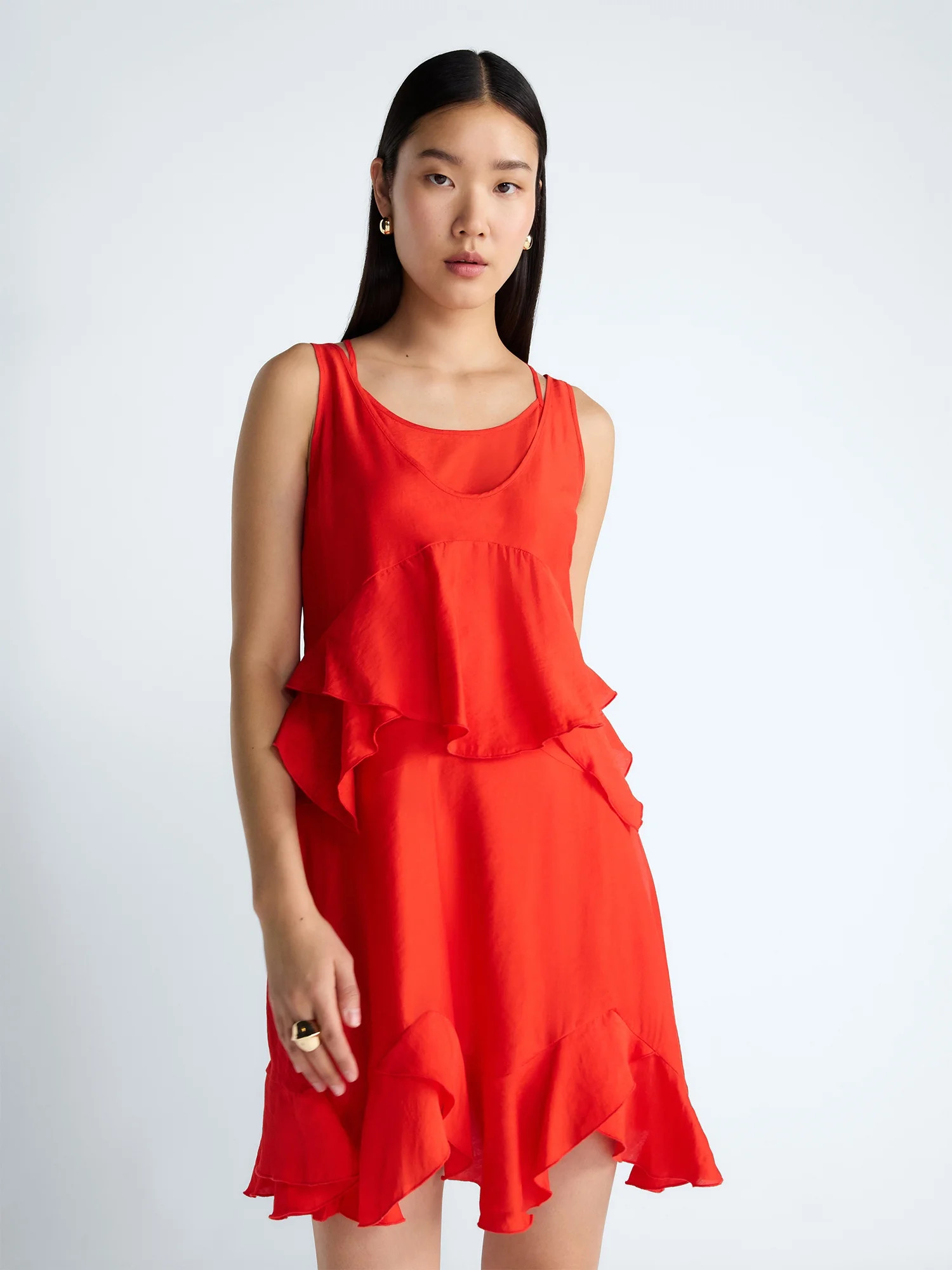 Devil Wears Prada Scoop Collection Women’s and Women's Plus Mini Ruffle Tank Dress, Sizes XS-4X | Walmart (US)