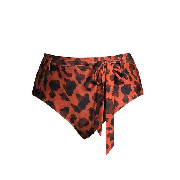 Social Angel Women's Plus Size High Waist Tie Leopard Swimsuit Bottom | Walmart (US)