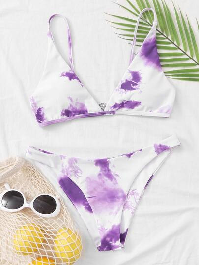 Tie Dye Cheeky Bikini Swimsuit | SHEIN