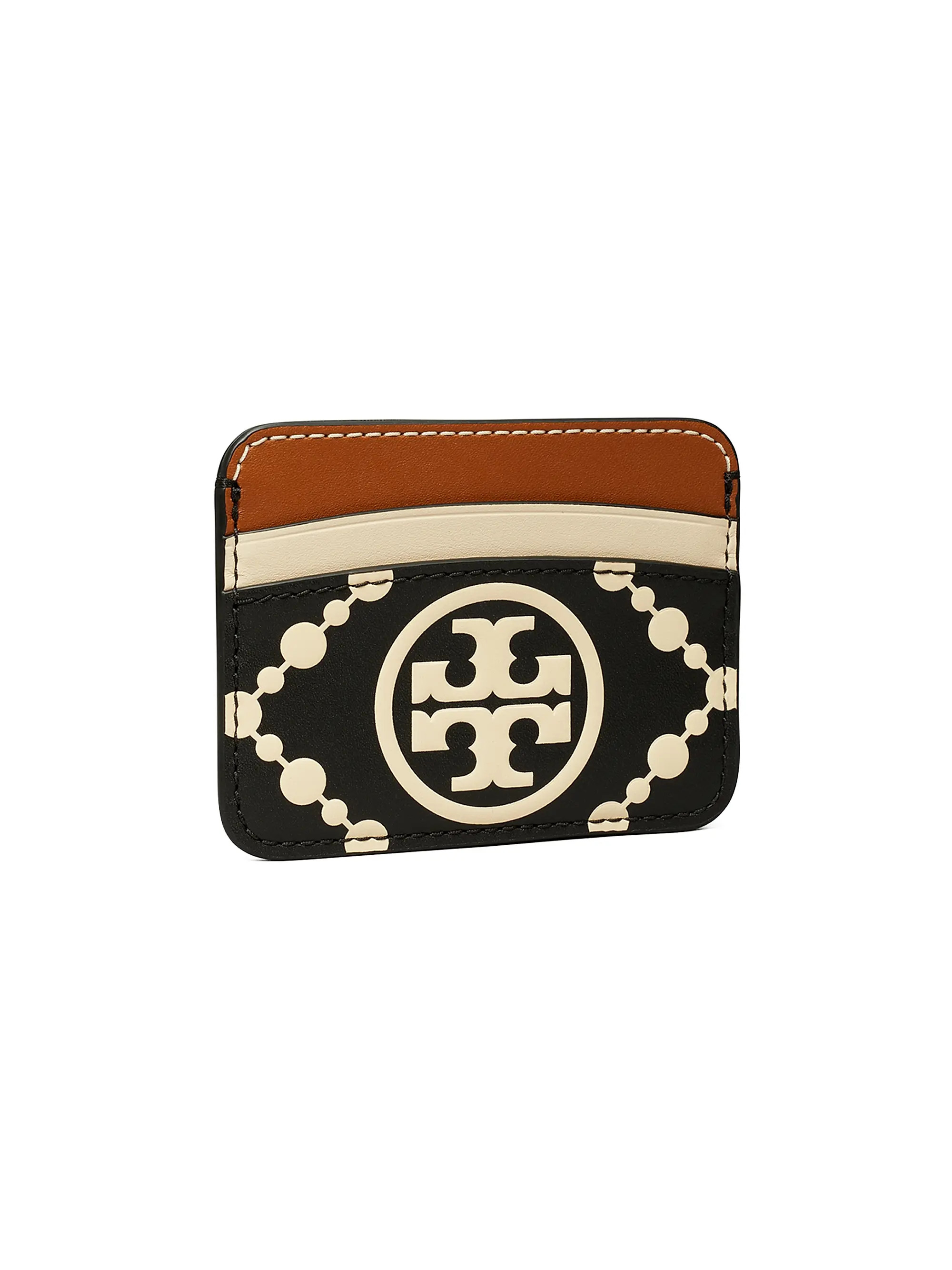 T Monogram Contrast Embossed Leather Card Case | Saks Fifth Avenue
