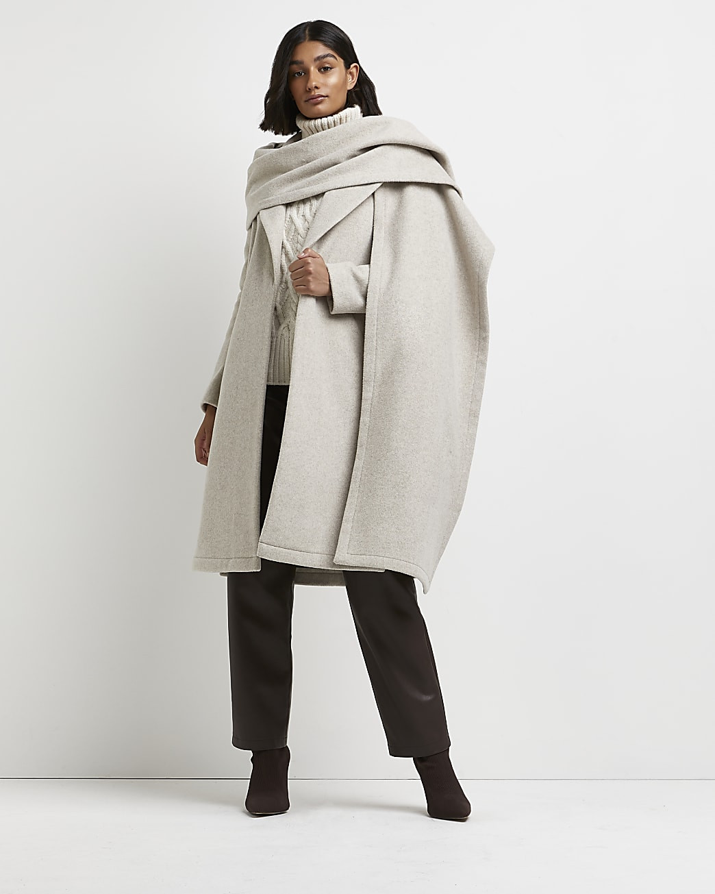 Beige scarf coat | River Island (UK & IE)