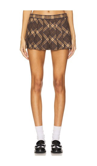 GUIZIO Fairfield Tartan Skirt in Brown. Taglia S. Also in XXS. | Revolve Clothing (Global)
