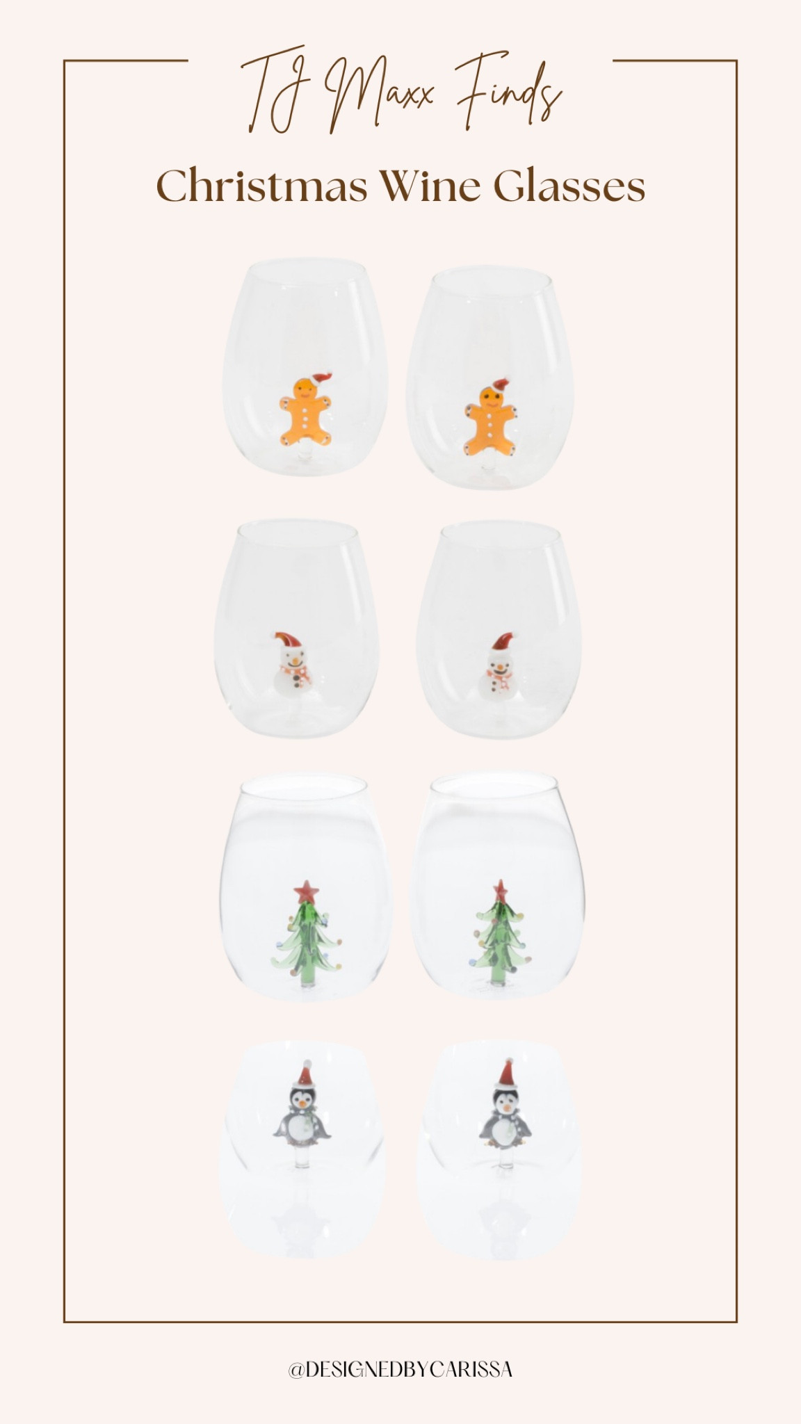 Christmas figure stemless wine glasses 🍷 I have them all lol snag them before they sell out!!

included both Marshalls &amp; Tj Maxx links in case one sells out!!

#LTKSeasonal #LTKHoliday #LTKHome