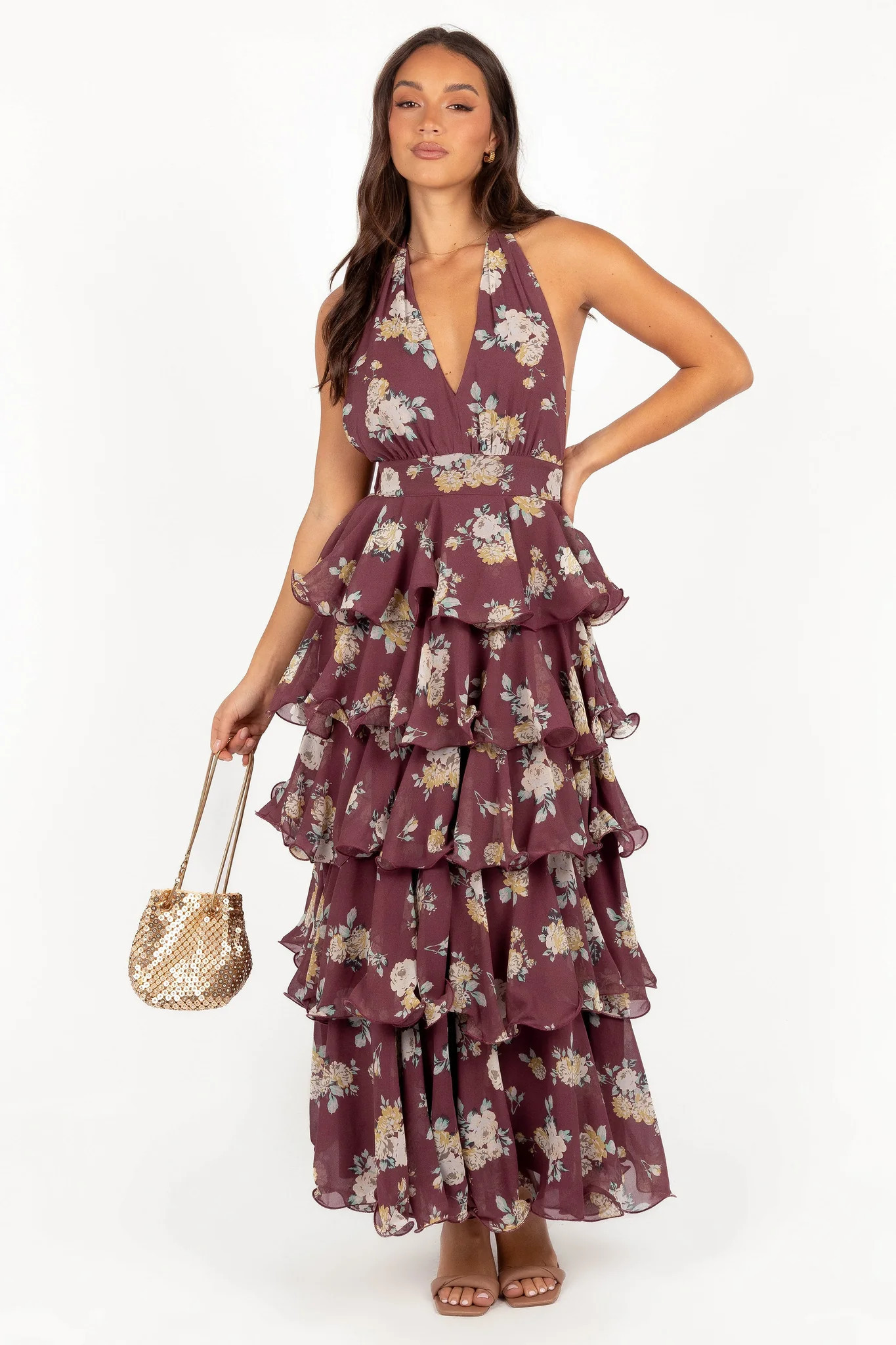 Kendall Maxi Halterneck Dress - Dark Wine | Petal & Pup (US)