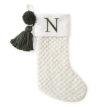 North Pole Trading Co. Ivory Knit Monogram Christmas Stocking | JCPenney