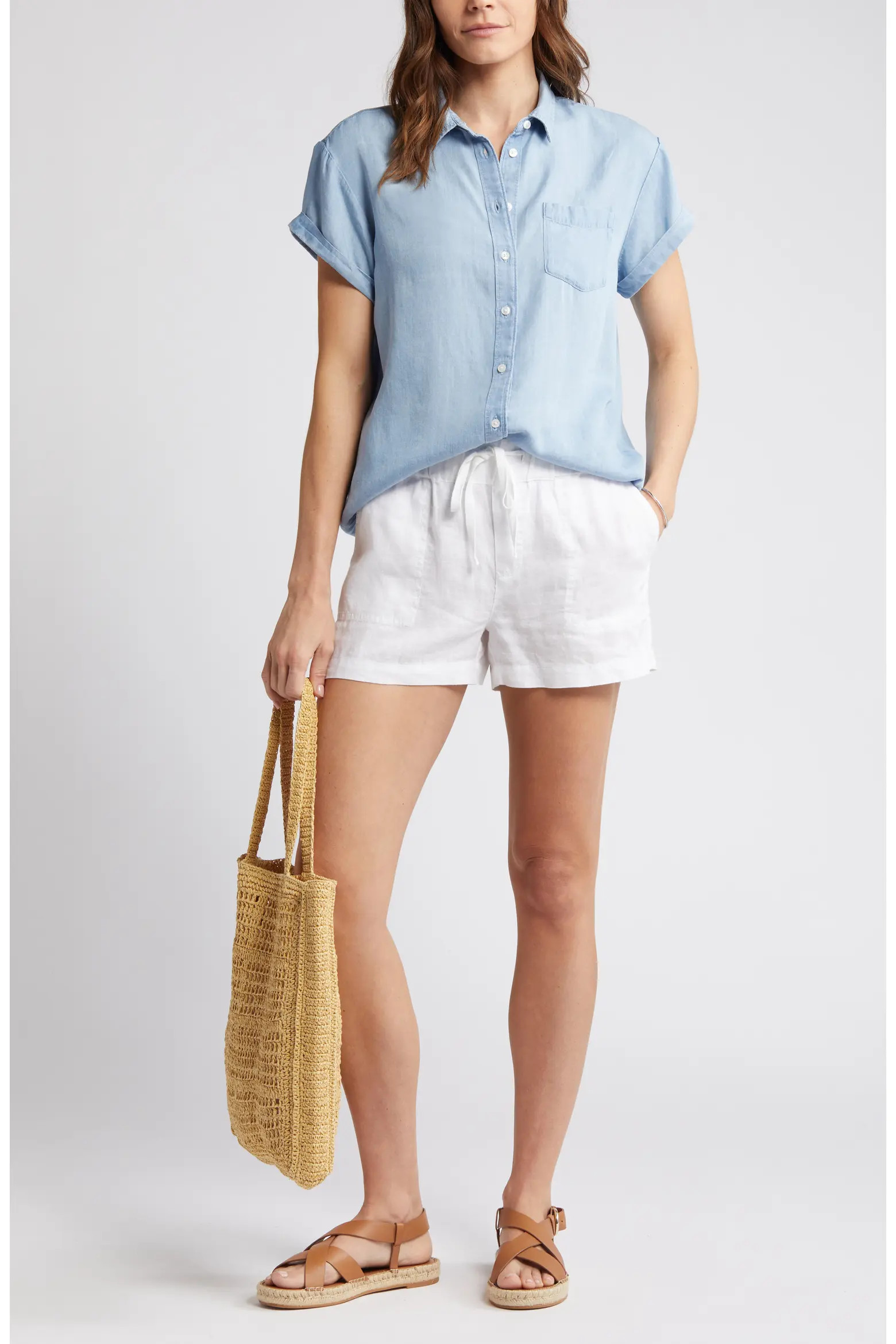 Chambray Camp Shirt (Women) | Nordstrom | Nordstrom