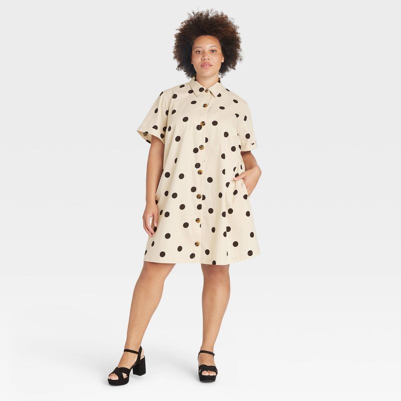 Women's Short Sleeve Button-Up Trapeze Dress - Who What Wear™ | Target