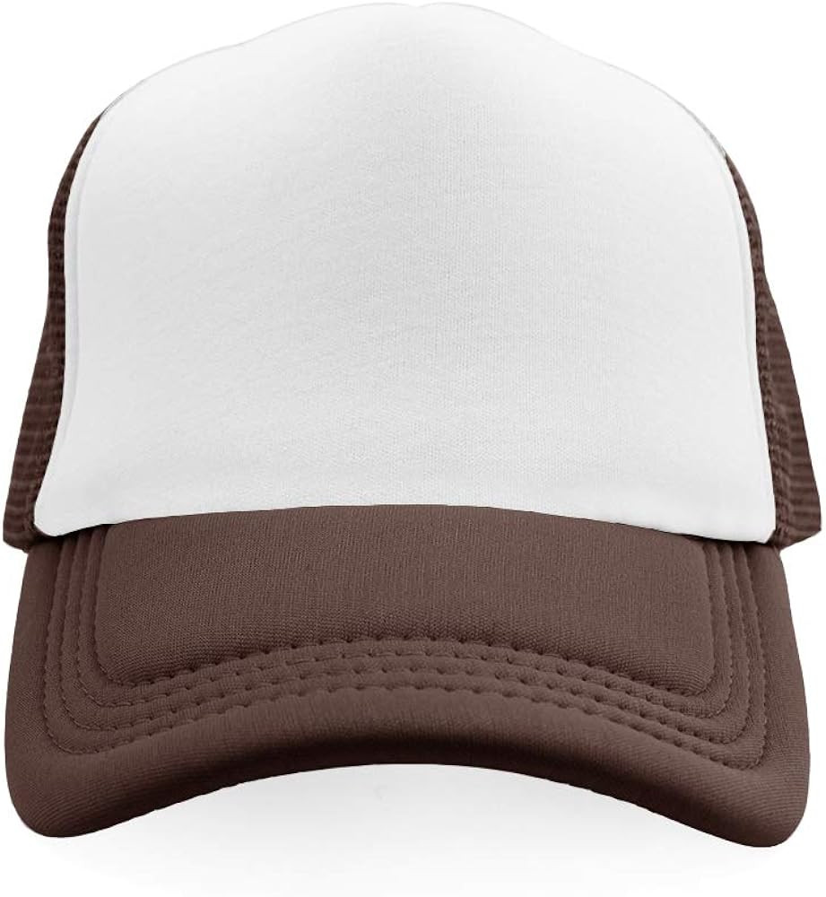 TOPTIE Blank 5 Panel Trucker Hat Foam Front Mesh Back 2 Tone Trucker Snapback Hat | Amazon (US)