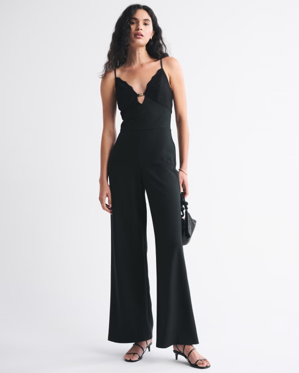 Hardware Lace-Trim Jumpsuit | Abercrombie & Fitch (US)