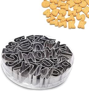 WAFJAMF Letter Cookie Cutter Set,26 PCS Alphabet Cookie Cutters for Kids, Cake, Vegetable, Cheese... | Amazon (US)