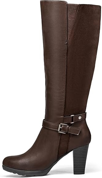 mysoft Women's Knee High Boots Chunky Heel Boots with Zipper | Amazon (US)