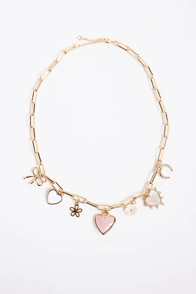 Ella Rose Gold Charm Necklace SALE | Pink Lily