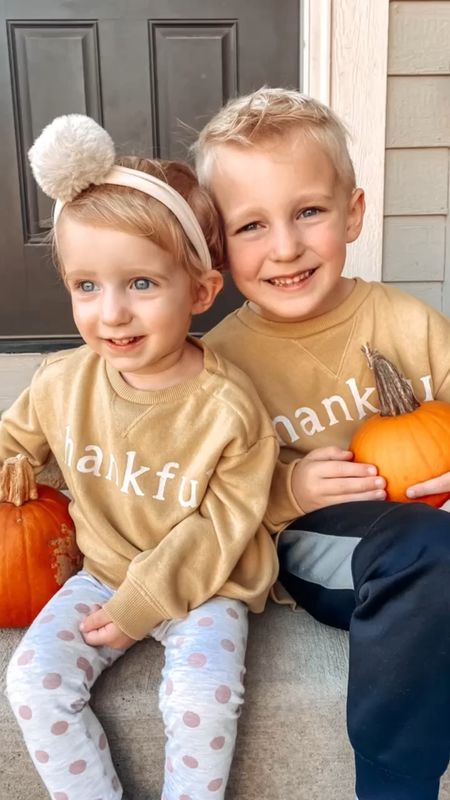 Matching thanksgiving outfits for kids! These sweatshirts are from kohls and you can order for the season, a cute photo or in time for Thanksgiving day. Kid clothes, Thanksgiving baby outfit, 

#LTKbaby #LTKkids #LTKSeasonal