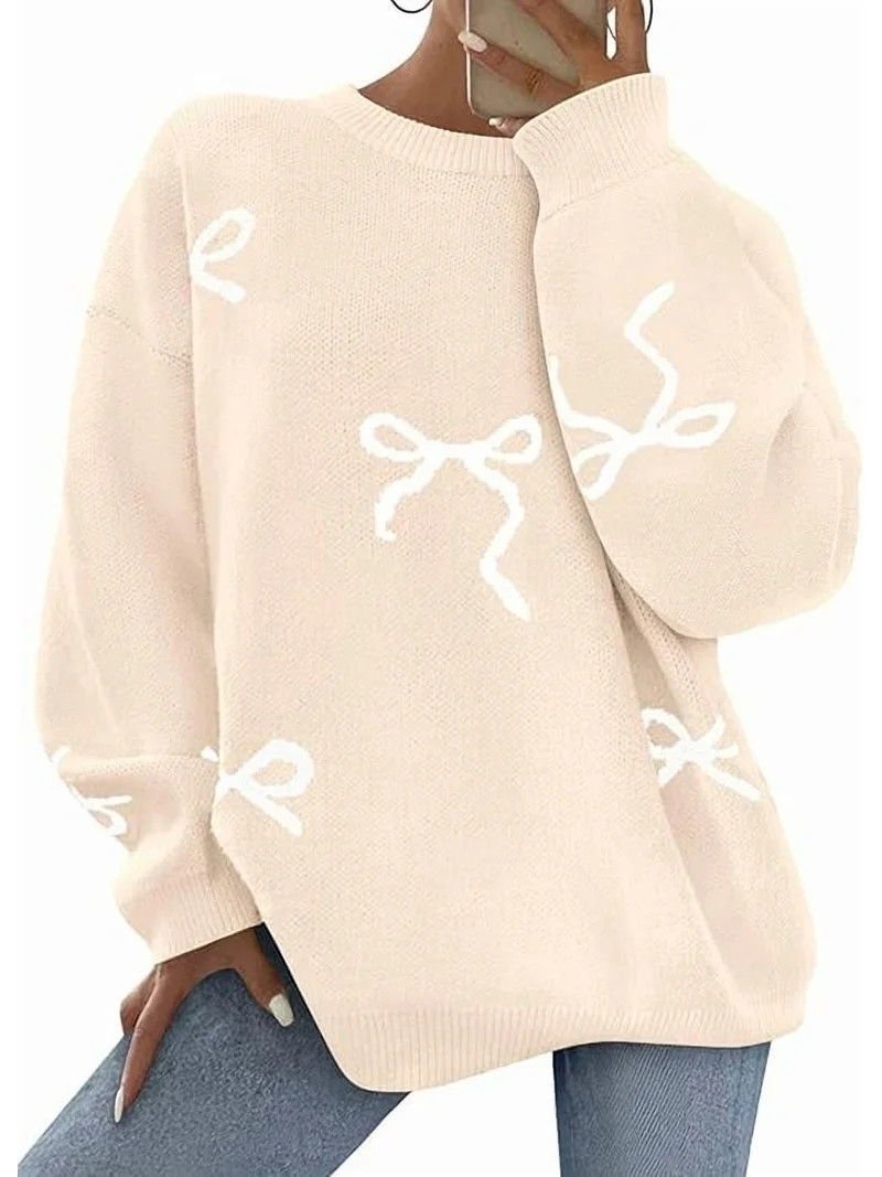 PRETTYGARDEN Fall Long Sleeve Pullover Sweaters for Women Trendy Crewneck Casual Cute Bow Chunky ... | Walmart (US)