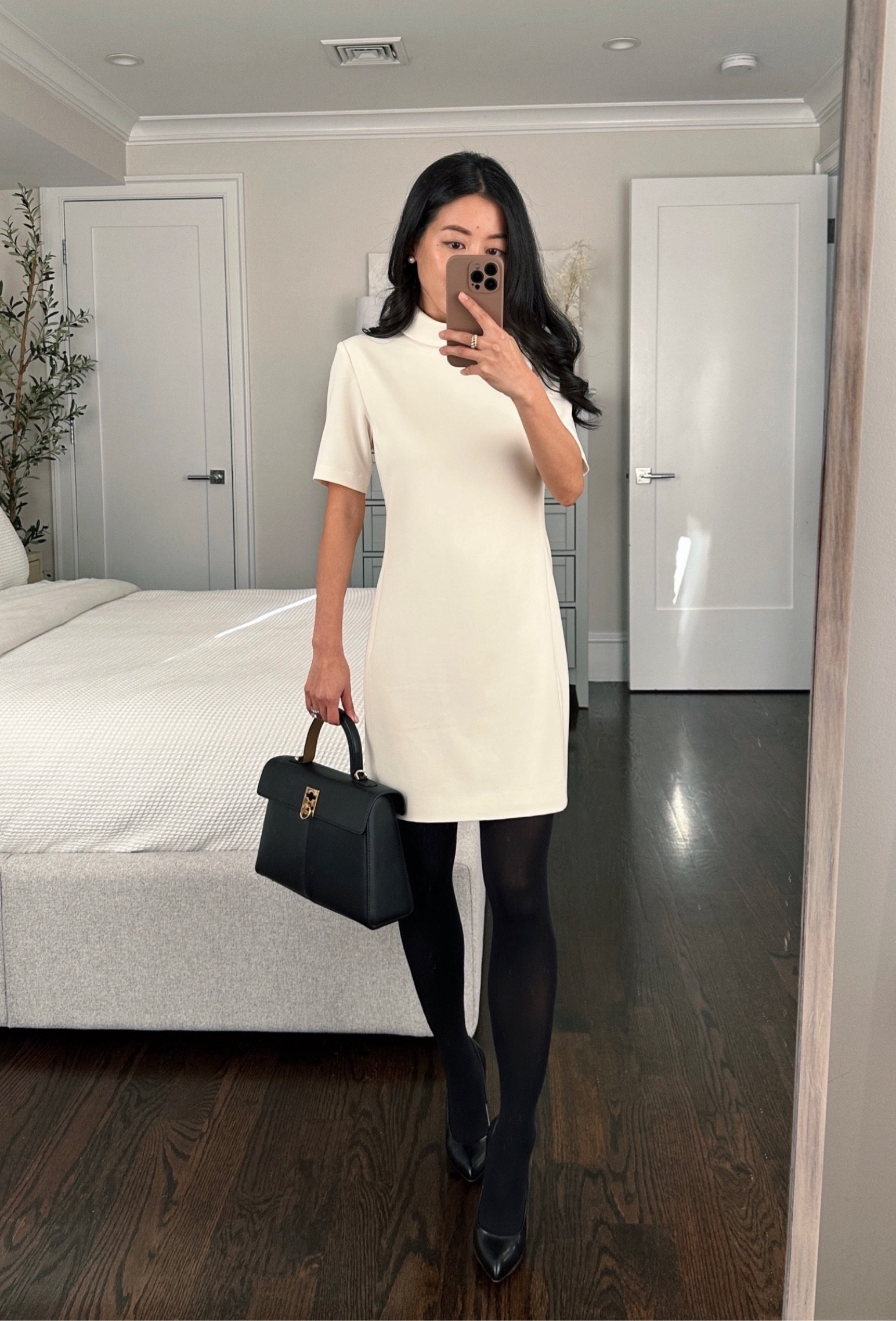 Theory crepe dress on sale at Nordstrom with all sizes stocked! One of their more petite friendly styles and looks much better on than on the model 

• Theory Mock Neck crepe
Dress - Size 00 is a looser fit on me, very elegant in its simplicity.

The classic shift style fit features a slightly boxier modern cut (not fitted at the waist so is flattering if you have a bit of a tummy ) and above the knee length on me. 

Theory’s signature admiral  crepe fabric is lined and is such a timeless, sophisticated piece that can be worn year round.

• Wolford tights size xs
• Cafune bag
• old YSL pumps

#petite dress sale


#LTKsalealert #LTKworkwear #LTKSeasonal