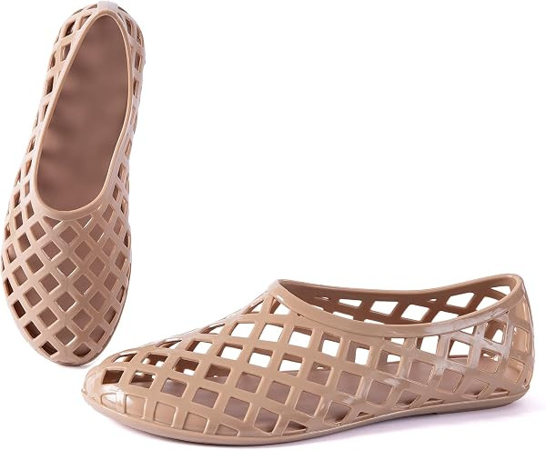 Women Jelly Flat Sandals Water Shoes Slip-On Waterproof Comfort Soft Insole Summer Flats Breathab... | Amazon (US)